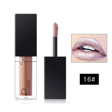 Shimmer Metallic Lip Gloss Waterproof Long Lasting Pink Red Sexy Lips Makeup Nude Women Liquid Lipstick Pigment Cosmetic