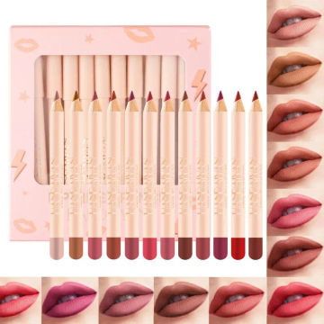 12Color Matte Lip Liner Pencil Set Long Lasting Lip Crayon Pen Kit High Quality Lip Liner Pencil Set Lip Beauty Makeup For Women