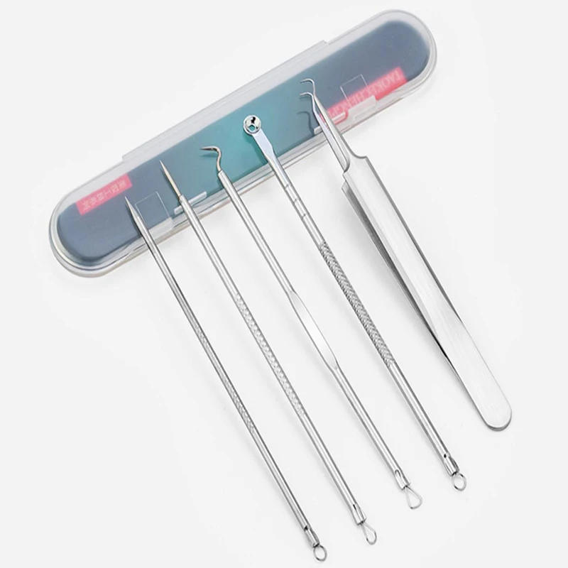 Description Picture 2 of item5 PCS Blackhead Remover Comedones Extractor Acne Removal Kit for Blemish, Whitehead Popping, Zit Removing for Nose Face Tools