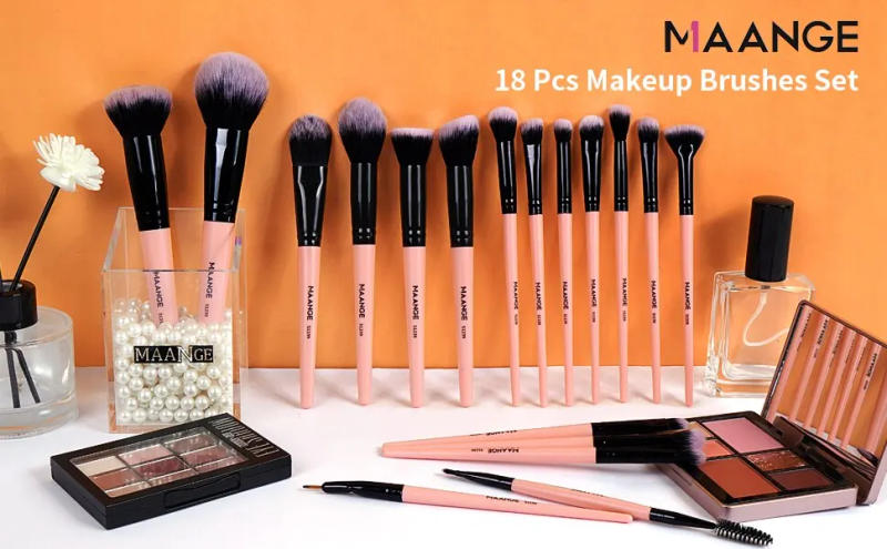 Description Picture 2 of itemMaange 18 Piece Makeup Brush Sets With Box Foundation Powder Concealers Eyeshadow Brush Blending Beauty Tools For Women Daily