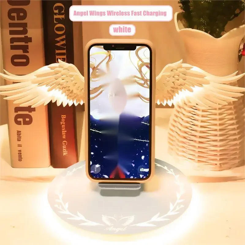 Description Picture 3 of itemWireless Charger Creative Angel Wings QI 10W Phone Fast Charge Movable Wing Shape with Breathing Light and Music Function Gift