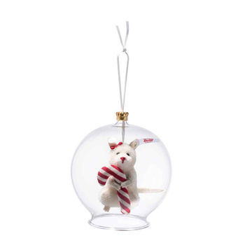 Candy Cane Mouse in Glass Bauble, 3 Inches, EAN 006296