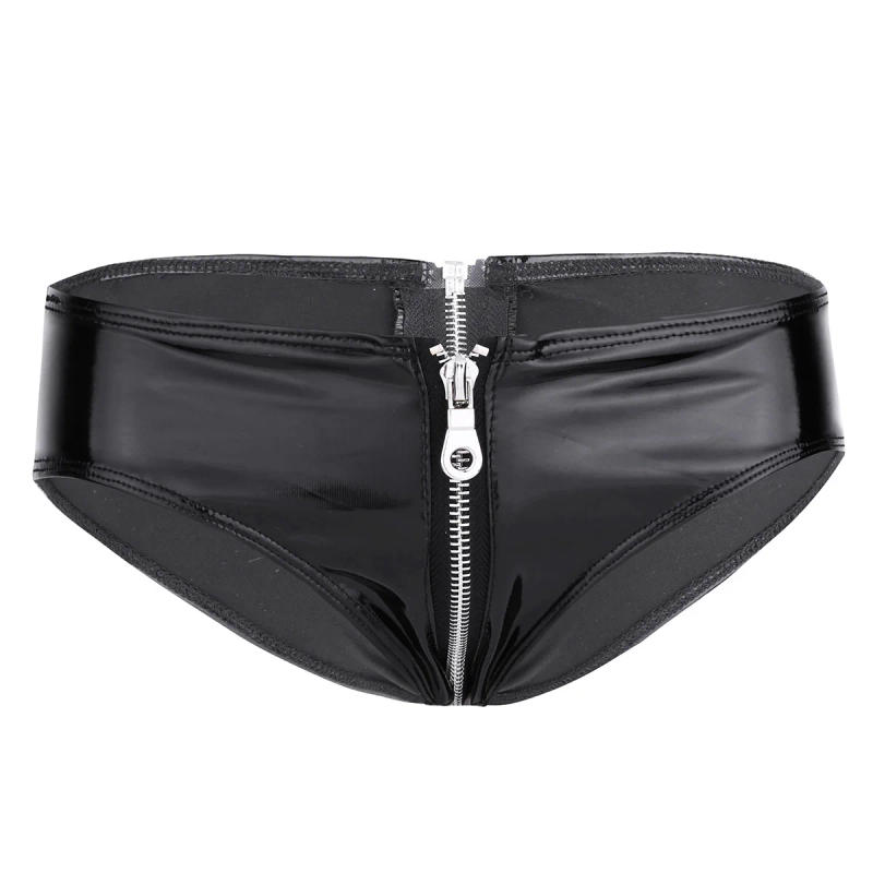 Description Picture 5 of itemWomen Shorts Skirts Fashion High Waist Shorts Female Patent Leather Open Front Mini Shorts Hot Shorts for Night Party Dancewear