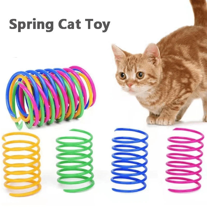 Description Picture 2 of item8/12/16/20Pcs Interactive Cat Toy Cat Spring Toys for Cat Kitten Cat Funny Toys Colorful Coil Spiral Springs Pet Accessories Set