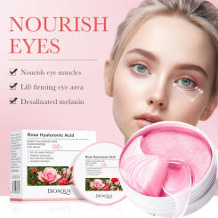 Bioaqua Moisturizing Rose Hyaluronic Acid Hydrating Eyes Mask Collagen Eye Patches Removal Black Eye Bag Anti-aging Improve Dry