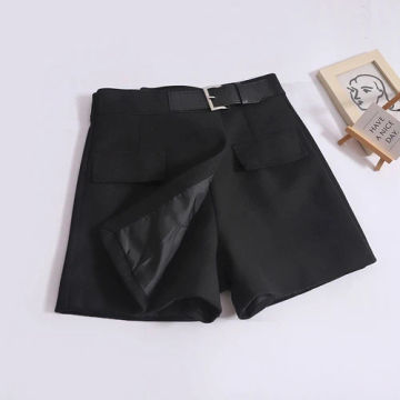 Yitimoky Wool Shorts for Women Autumn Winter 2023 Vintage Split High Waisted Shorts Casual Loose A Line Wide Leg Shorts Skirts