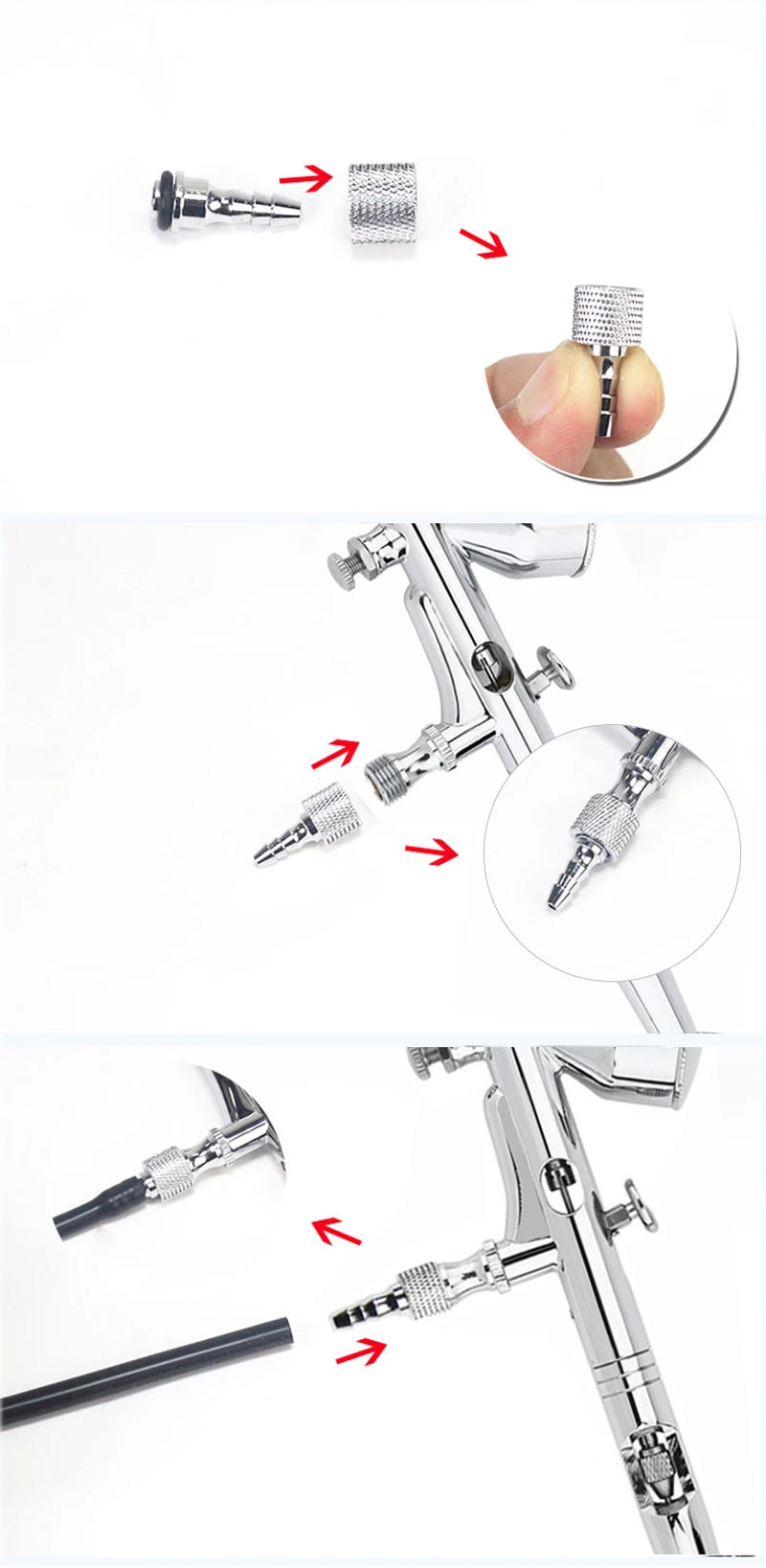 Description Picture 3 of itemRIBO Good Handle 185 Airbrush Pen Dual Action Fine Spray Gun Air Valve 1.2M HOSE All Metal G1/8 Female 0.3MM Needles