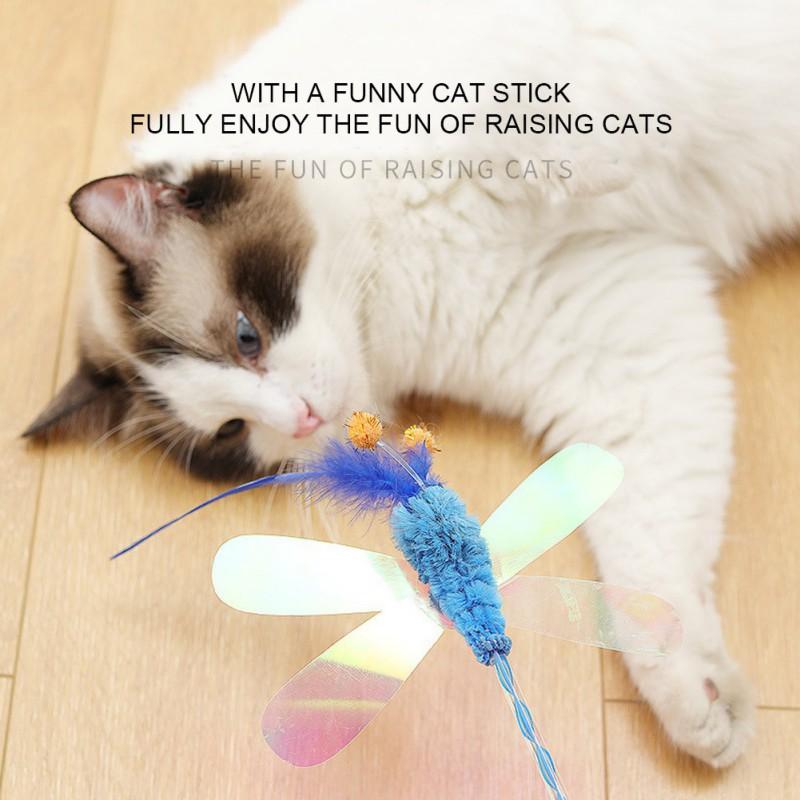 Description Picture 5 of itemFunny Cat Stick Fairy Butterfly Pet Toys Sequin Feather Dragon Fly Puzzle Interactive Cat Toy Four Ball