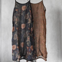 Women Loose Printed Thin Ramie Dress Ladies Vintage Printed Spaghetti Strap Dresses Female 2023 Transparent Dress Summer