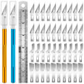 43Pcs Precision Exacto Hobby Craft Knife Kit with 40 Carving Blades, 2 Handles, 1 Ruler for DIY Artwork Scrapbooking Stencil