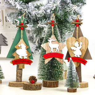 3Pcs/Set Wooden Deer Angel Santa Claus Christmas Tree Pendant Hanging Ornaments