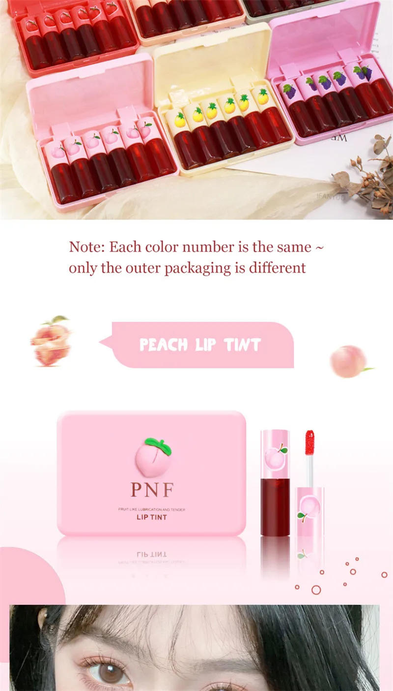 Description Picture 5 of item6pcs/box Liquid Lip Gloss Set Waterproof Non-stick Cup Jelly Mirror Water Lip Glaze Long Lasting Shiny Lip Tint Makeup Lip Care