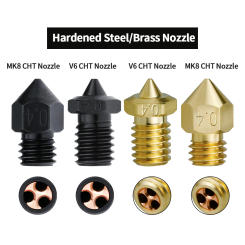 High Quality V6 CHT Hardened Steel Nozzle High Flow 0.4/0.6/0.8mm V6 Nozzle For 1.75/3.0 MM Filament V5 V6 Hotend Nozzle
