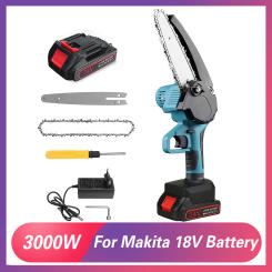 8 Inch 3000W Brushless Mini Cordless Electric Chain Saw Garden Logging Trimming Saw Woodworking Power Tool For Makita 18V Batter