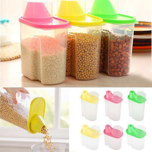 1.9/2.5L Rice Cereal Bean Dry Food Storage Dispenser Container Lid Sealed Box