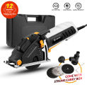 DEKO Mini Circular Saw Power Tools with Laser, 4 Blades, Dust passage, Allen key, Auxiliary handle, BMC BOX Electric Saw