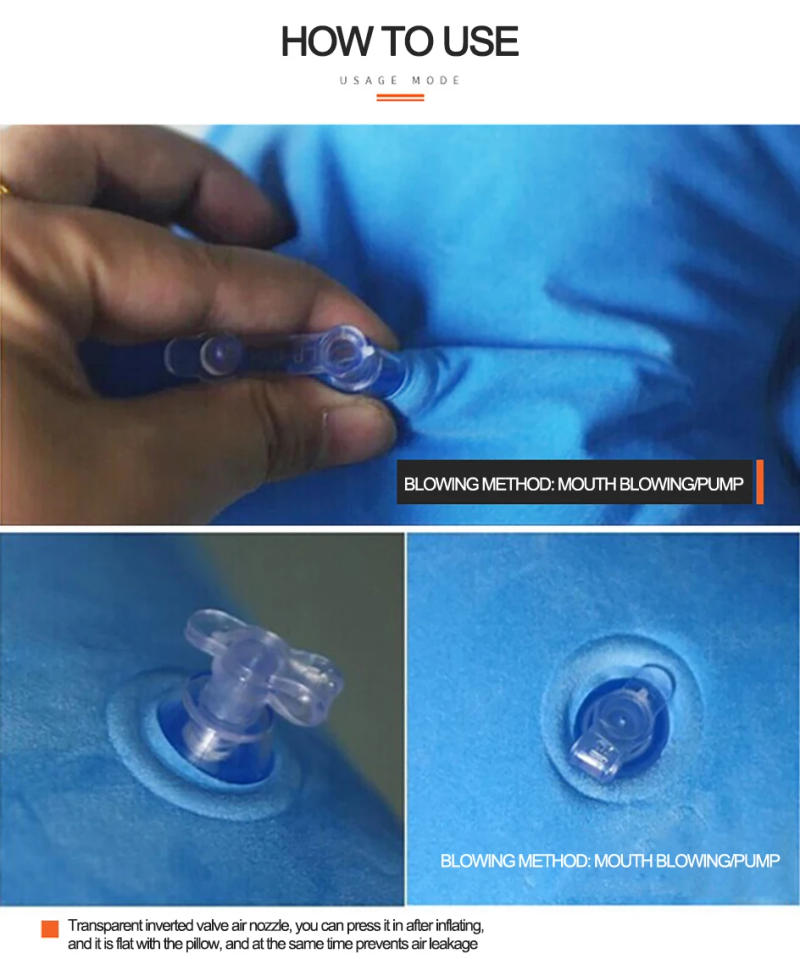 Description Picture 5 of itemOutdoor Travel Sleep Pillow PVC Flocking Fold Portable Ultralight Camping Tent Inflatable Pillow Picnic Blanket Beach Head Rest