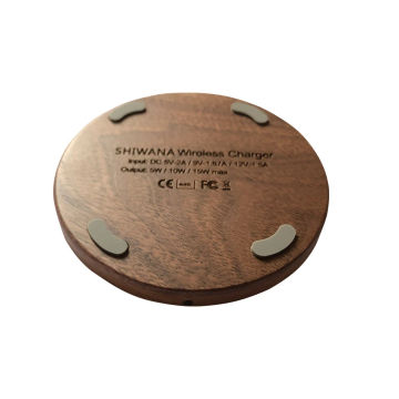 SHIWANA Wooden Wireless Charger 15W Max Wood Fast Charge Round Charging Pad for All Qi Enabled Devices
