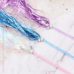 Cat Toy Beautiful Multicolor Squeaky Paper Feather Hand Pole Toy Pet Cat Catcher Durable Hand Lever Toy Fun Long Size Plush