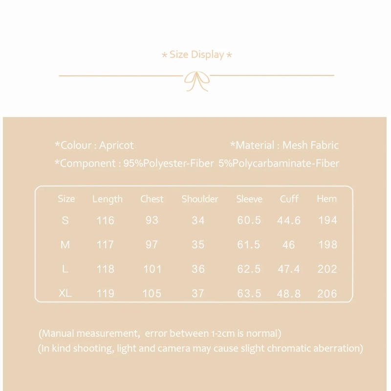 Description Picture 2 of itemSXTHAENOO Fashion Elegant New Apricot Pajamas Nightdress French Spring Autumn Long Mesh Sleepwear NightgownNight Wears For Women