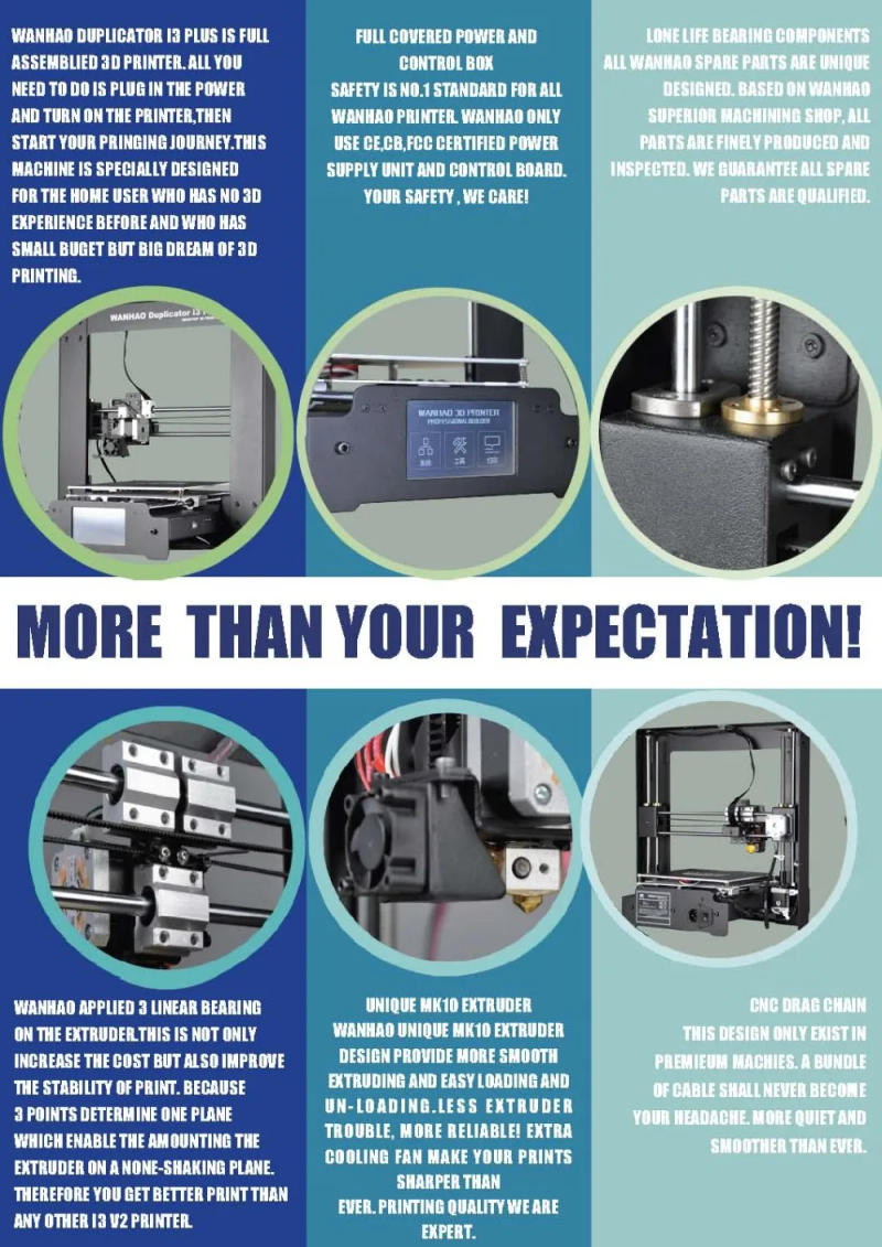 Description Picture 6 of item2017 new version hot sell WANHAO I3 PLUS 3d printer, mental frame , affordble 3d printer with filaments and LCD