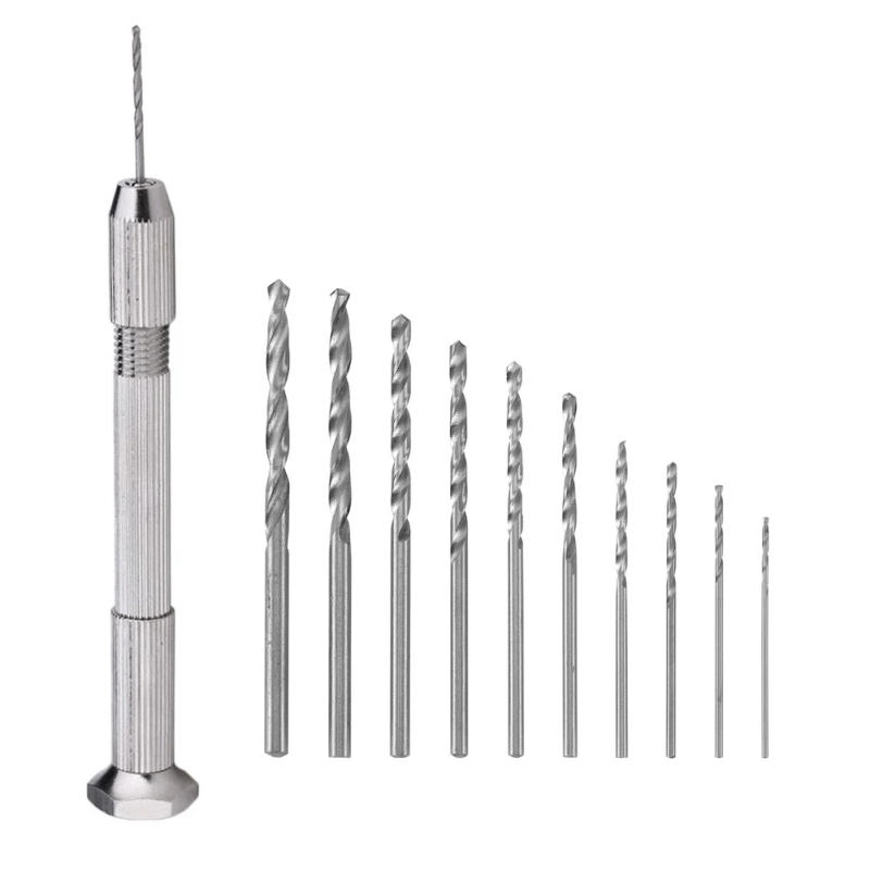 Description Picture 3 of itemMini Hand Drill With Keyless Chuck+10Pcs 0.8mm-3.0mm HSS Drill Bits For Epoxy Resin Jewelry Making DIY Wood Craft Handmade Tools