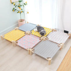 Summer Pet Sofa Dog Bed Cat Removable Mat Indoor Hammock Wooden Elevated Portable Pet Camping Wooden Bed