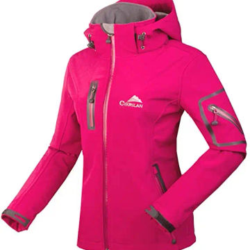 TRVLWEGO Women's Softshell Jacket Hiking Running Camping Windproof Thermal Fleece With Hood Travel Outdoor Sports Trekking Coat