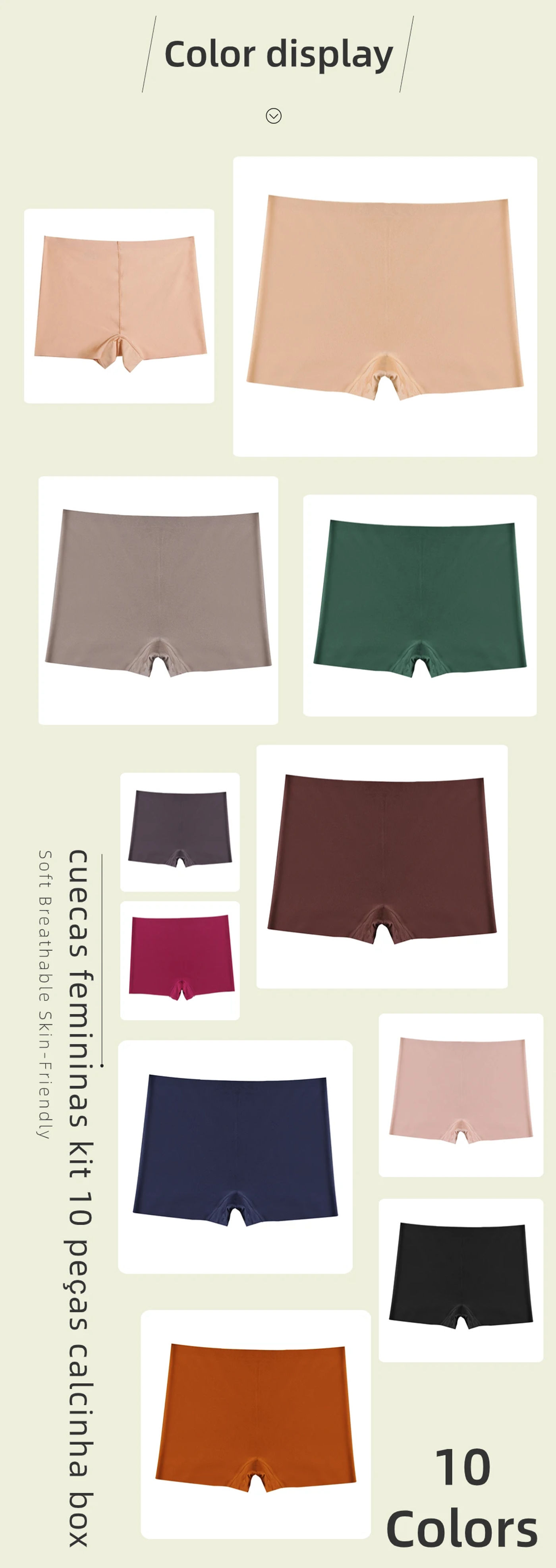 Description Picture 4 of item10Pieces Panties Shorts Set Underwear 10 Pcs Women's Ice Silk Boxer Briefs Lot of 10 Units Female Boyshorts Panties Women Set