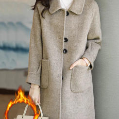 Yitimoky Thicken Warm Wool Coat Women 2023 New Fashion Casual Turn Down Collar Slim Wool Coat Vintage Thicken Warm Long Jackets