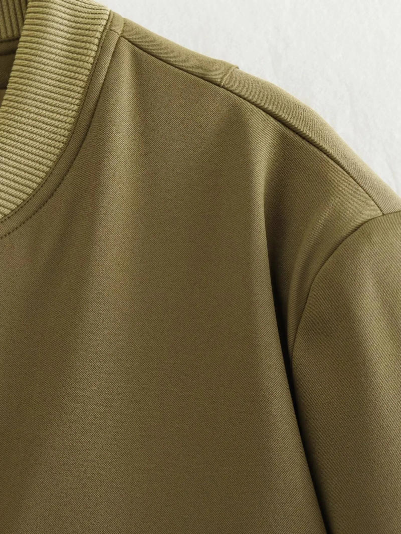 Description Picture 5 of itemTRAFZA 2023 Women Solid Vintage Crop Slim Jacket With Pockets O Neck Long Sleeve Button Coats Lady Streetwear Chic Tops Woman