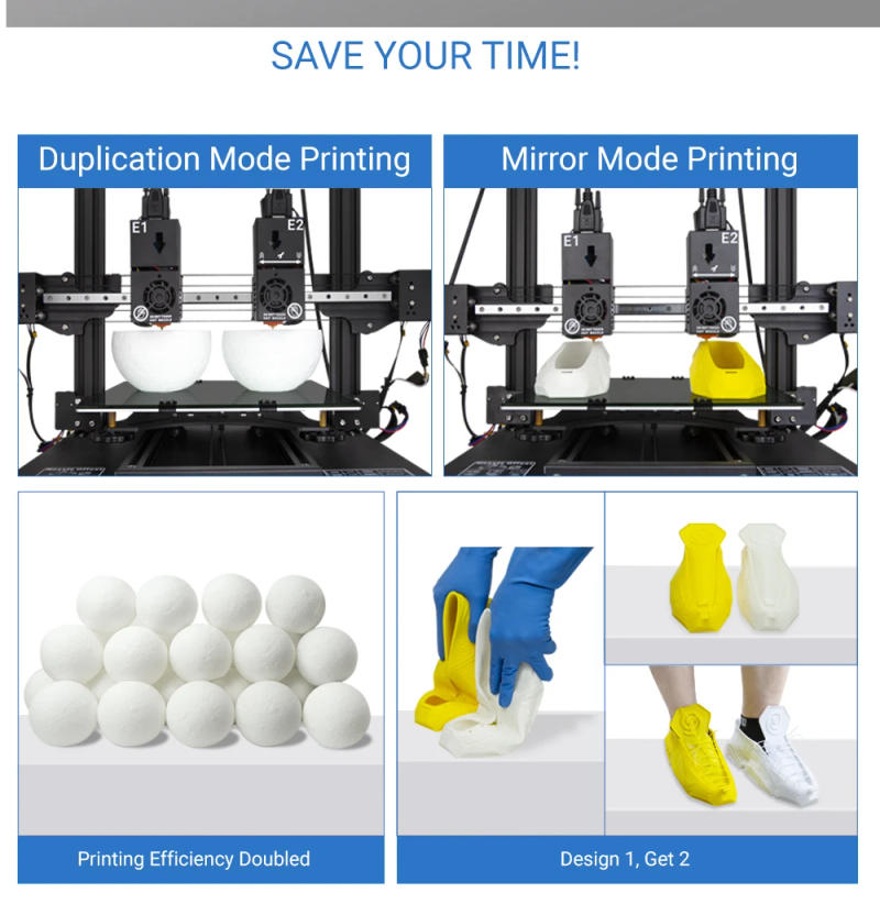 Description Picture 3 of itemTENLOG Hands 2 Pro Independent Dual Extruder 3D Printer,300 Degree high Temperature,Upgrade Borosilicate Glass Bed With TMC2208