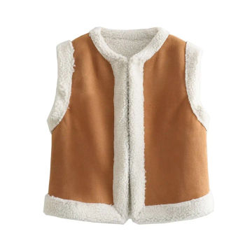 TRAF ZR Sleeveless Vest Woman New in Outerwears Winter Jackets 2023 Women's Cardigan Waistcoat Leather and Leather Jackets