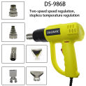 Heat Gun Variable Temperature Hot Air Gun with Digital (option) 60-600℃ Temperature Air Flow Adjustable 6 Nozzles Attachment