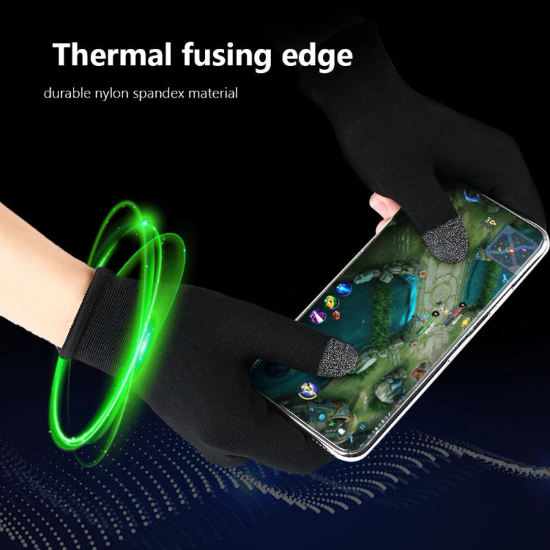 Description Picture 6 of item1 Pair Finger Sleeve for PUBG Mobile Game Sweatproof Breathable Sensitive Gaming Touch Screen Fingertips Cover Thumb Gloves