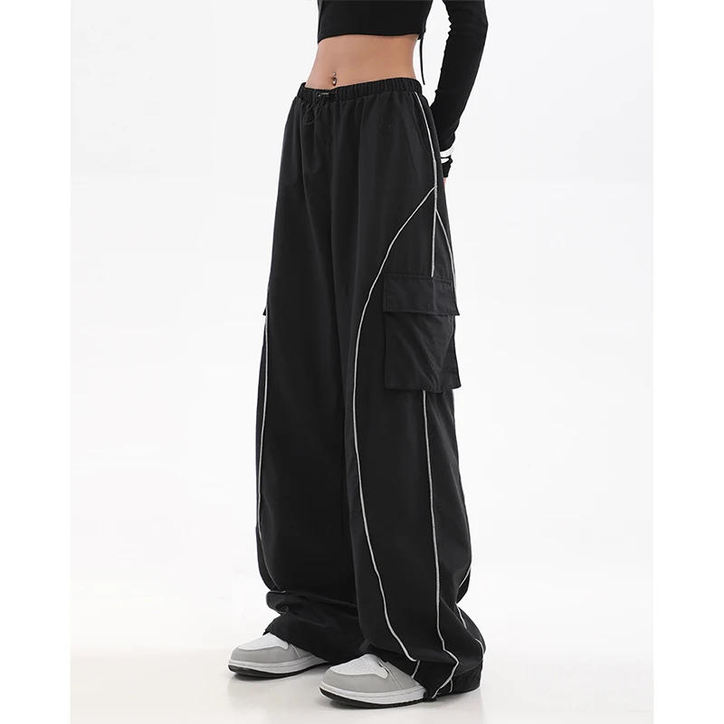 Description Picture 2 of itemWomen Vintage Oversized Hip Hop Joggers Harajuku Streetwear BF Female Sweatpants Wide Leg Trousers Casual Baggy Pants