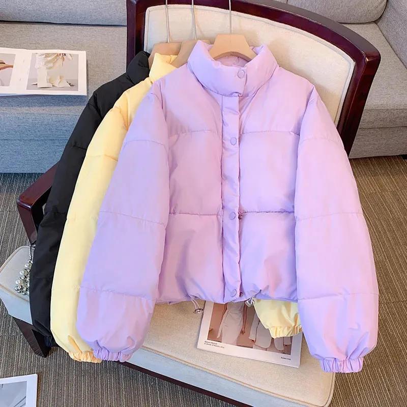 Description Picture 3 of itemXpqbb 2023 New Winter Short Down Cotton Jacket Women Thickened Warm Parka Outerwear Woman Solid Color Quilted Puffer Padded Coat