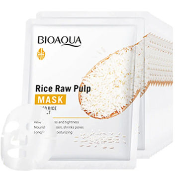 10pcs BIOAQUA Rice Raw Pulp Facial Masks skincare Moisturizing Anti-wrinkle Anti-Aging Face Mask Sheets Mask Korean Skin Care