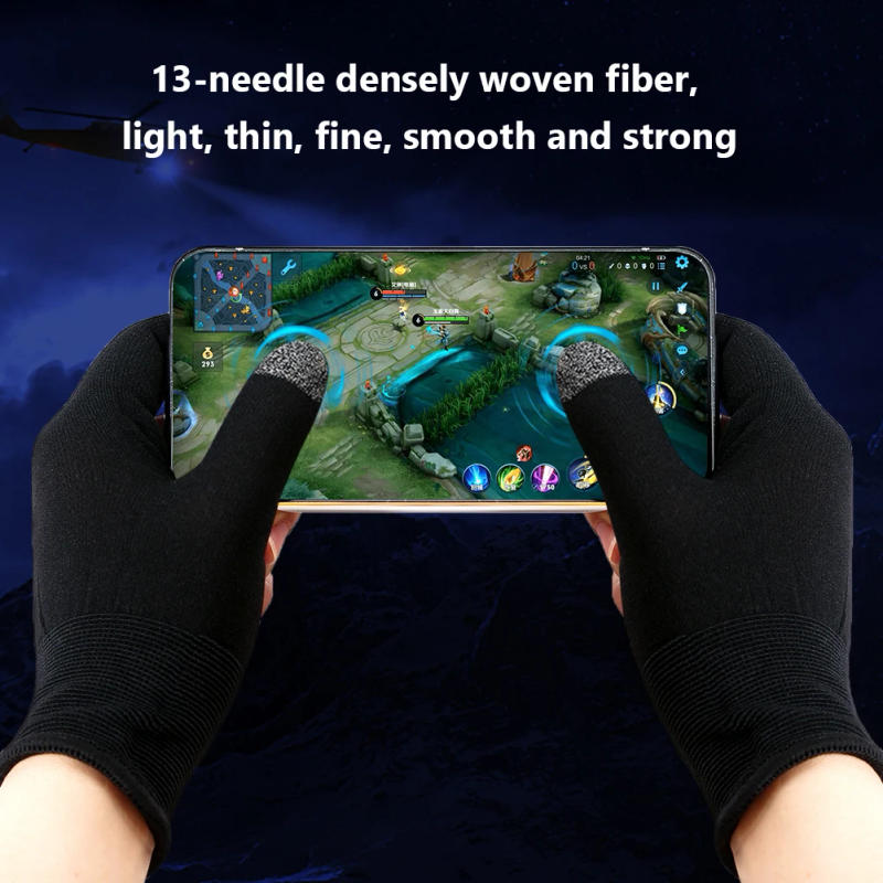 Description Picture 4 of item1 Pair Finger Sleeve for PUBG Mobile Game Sweatproof Breathable Sensitive Gaming Touch Screen Fingertips Cover Thumb Gloves