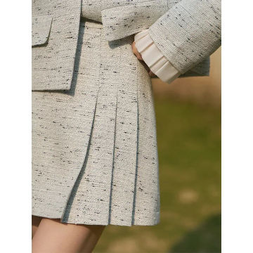 MISHOW Women's Vintage Small Fragrant Coats 2023 Spring Korean Mesh Ruffled Neck Tweed Top Elegant Short Outerwear MXC14W0005