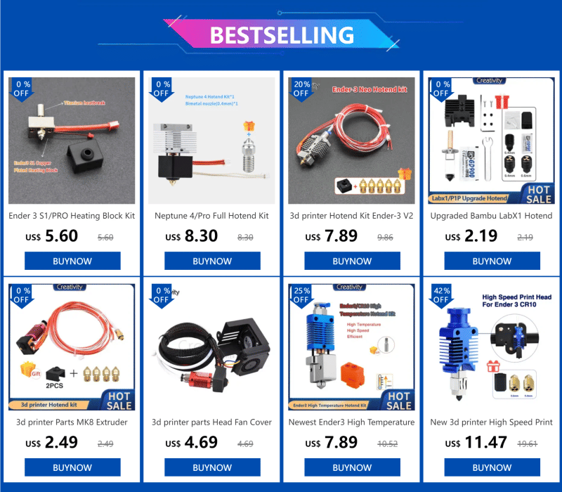 Description Picture 2 of itemV6 Hotend Kit 3d printer parts I3 MK3 Titan Bowden V2 Extruder 3D Printer Red Lizard k1 Assembled Plated Copper Hotend