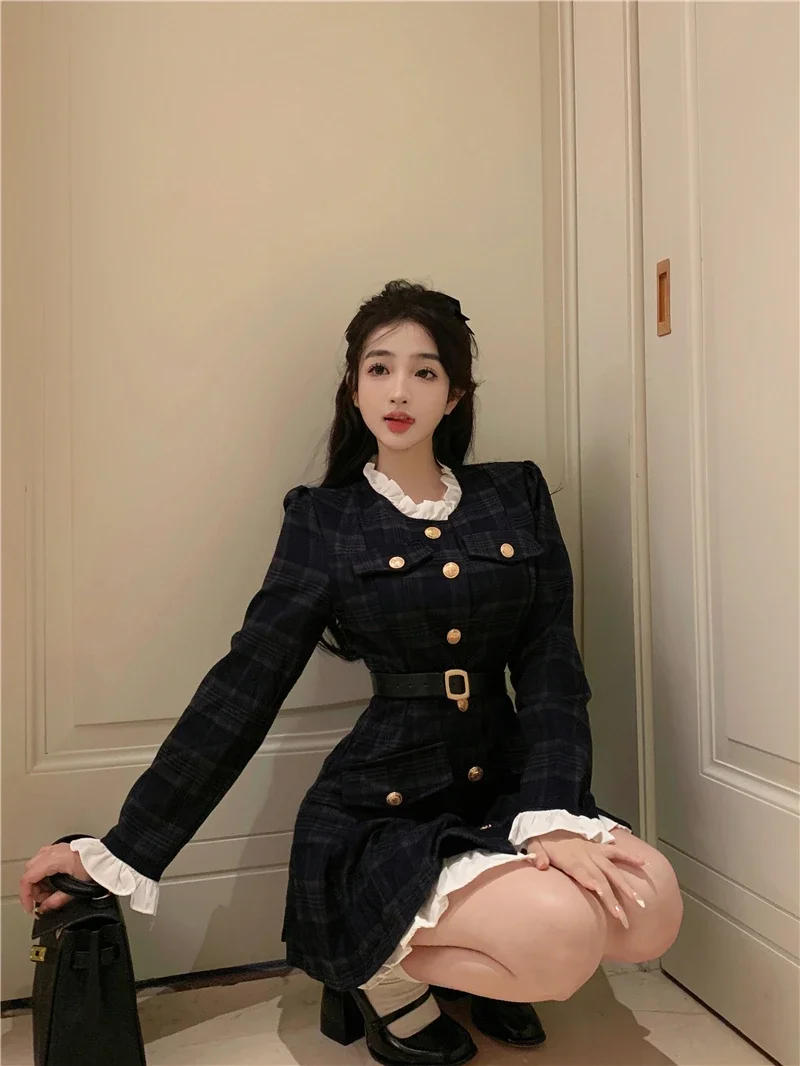 Description Picture 6 of itemFrench Vintage Autumn Women Korean Fashion Elegant Party Mini Dress Female Long Sleeve Sweet One-piece Dress 2023 New