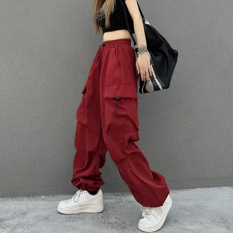 Description Picture 3 of itemY2K Women Streetwear Cargo Pants Korean Harajuku Casual Solid Baggy Straight Trousers Fashion Wide Leg Pockets Joggers Trousers