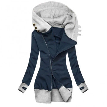 Women's Autumn Winter Hoodie Coat Long Sleeve Pocket Zipper Medium Long Jacket Sweatshirt Warm Thickened Sweater Jacket 2022