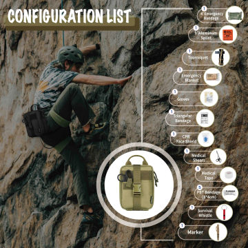 Rhino Outdoor Survival Gear Molle Bag Medical Emergency IFAK First Aid Kit Military Tactical Tourniquet Israel Bandage Camping