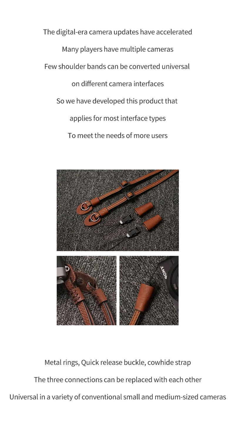 Description Picture 3 of itemMr.stone Handmade Genuine Leather Camera Strap Camera Shoulder Sling Belt Fine section(adjustable shoulder strap)