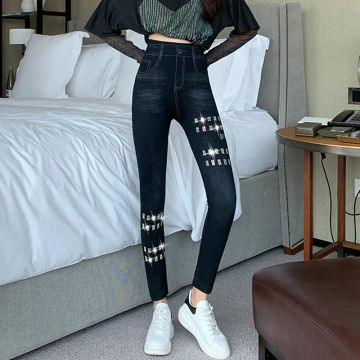 Women Spring Fashion Casual Leggings Large Size Jeans Leggings High Waisted Butt Lift Slim Pants Seamless Skinny Elastic Pants