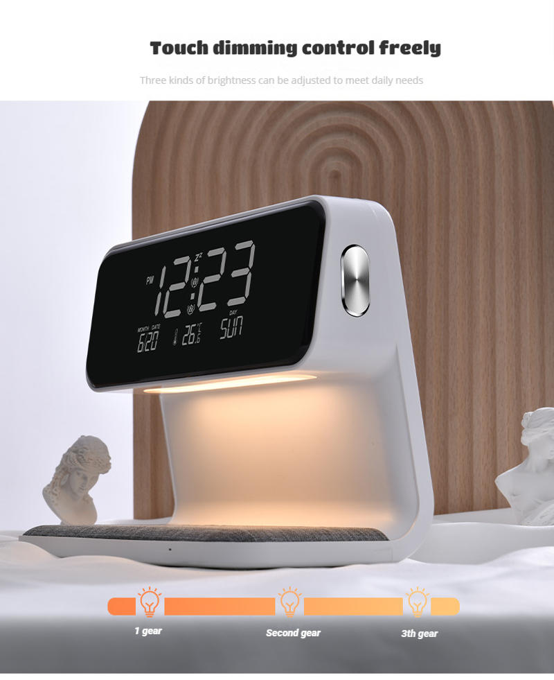 Description Picture 3 of itemCreative 3-in-1 Bedside Lamp Wireless Charging LCD Alarm Clock Wireless Phone Charger for Iphone