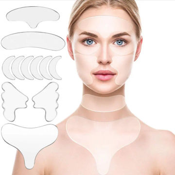 11 PCS/Set Reusable Silicone Anti-wrinkle Face Lifting Forehead Sticker Cheek Chin Sticker Facial Patches Wrinkle Remover Strips