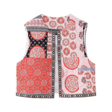 TRAFZA 2023 Women Floral Embroidered Vest Top Summer Casual Vintage Y2k Cardigan Waistcoat Woman Chic Loose Outerwear Vsets